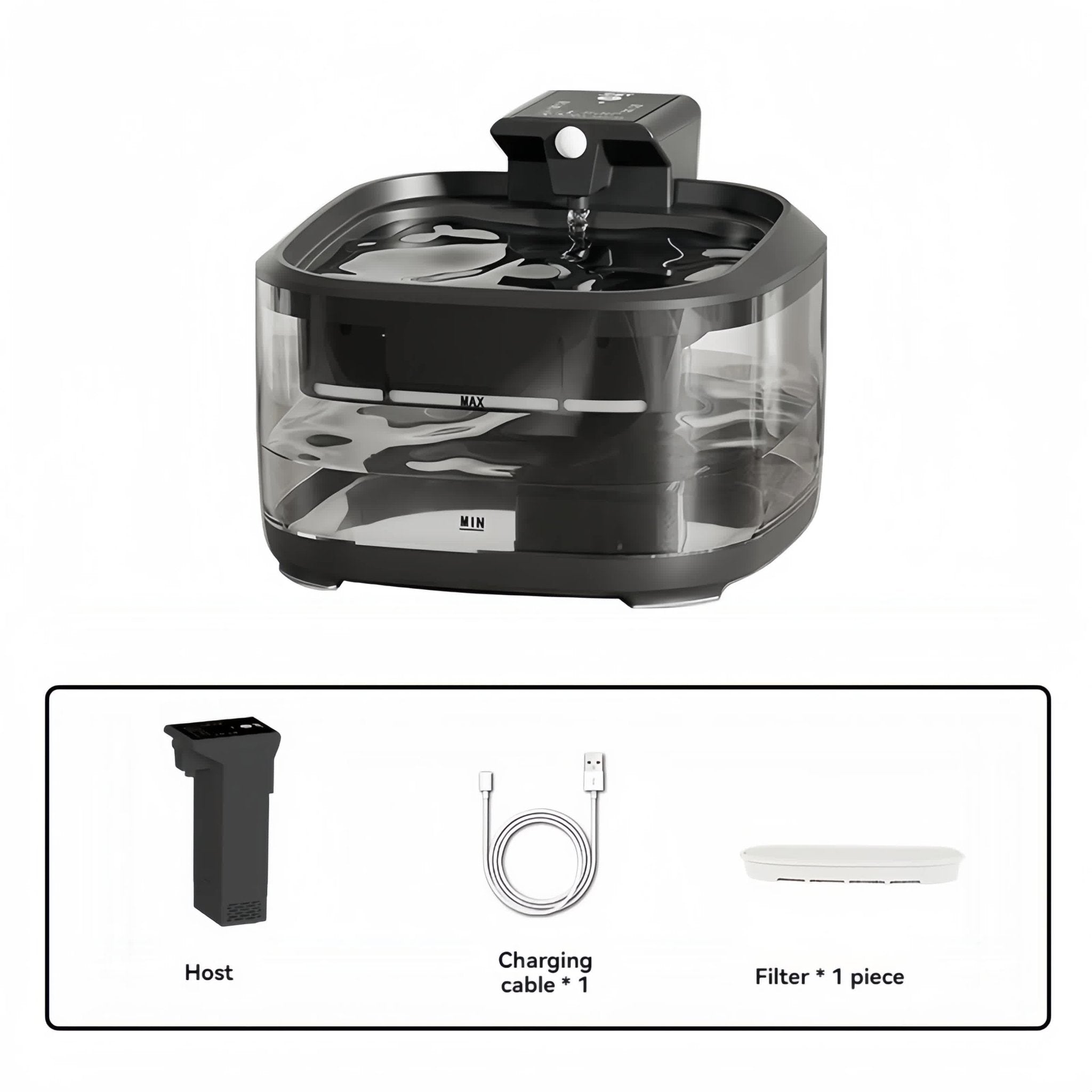 Black 4.5L Rechargeable Pet Water Fountain for Cats & Dogs - Automatic Circulating Water Dispenser with Large Capacity - Paws and PatsPet Care > Cat Supplies > Cat Bowls, Feeders & Waterers