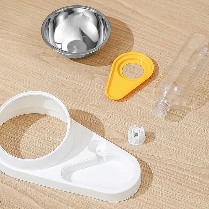 Green And Yellow Pet Bowl Set with Automatic Gravity Water Dispenser - Stainless Steel & PP Feeder Station - Paws and PatsPet Care > Cat Supplies > Cat Bowls, Feeders & Waterers