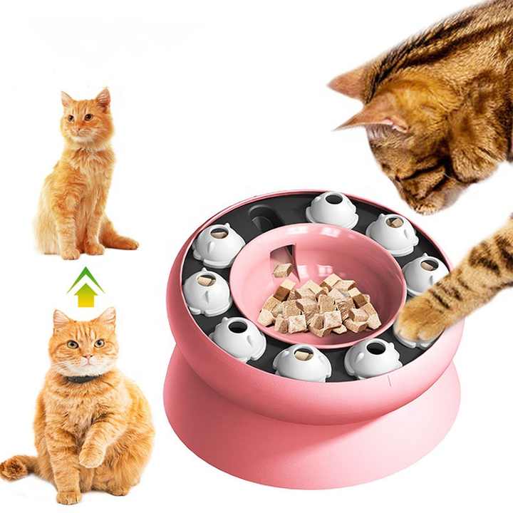 Pink Interactive Slow Feeder Cat Bowl - 15° Tilt Design, Puzzle Feeder for Healthy Eating - Paws and PatsPet Care > Cat Supplies > Cat Bowls, Feeders & Waterers
