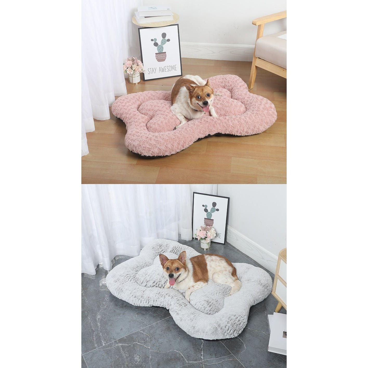S Gold Rose Velvet Fish Scale Pet Bed - Creative Bone - Shaped Soft and Cozy Dog & Cat Nest - Paws and PatsPet Care > Dog Supplies > Dog Beds