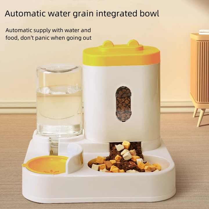 Yellow Automatic Pet Feeder and Water Dispenser - Smart Dog Bowl & Cat Feeder, Universal Pet Feeding Station, Electric Pet Water Fountain - Paws and PatsPet Care > Cat Supplies > Cat Bowls, Feeders & Waterers