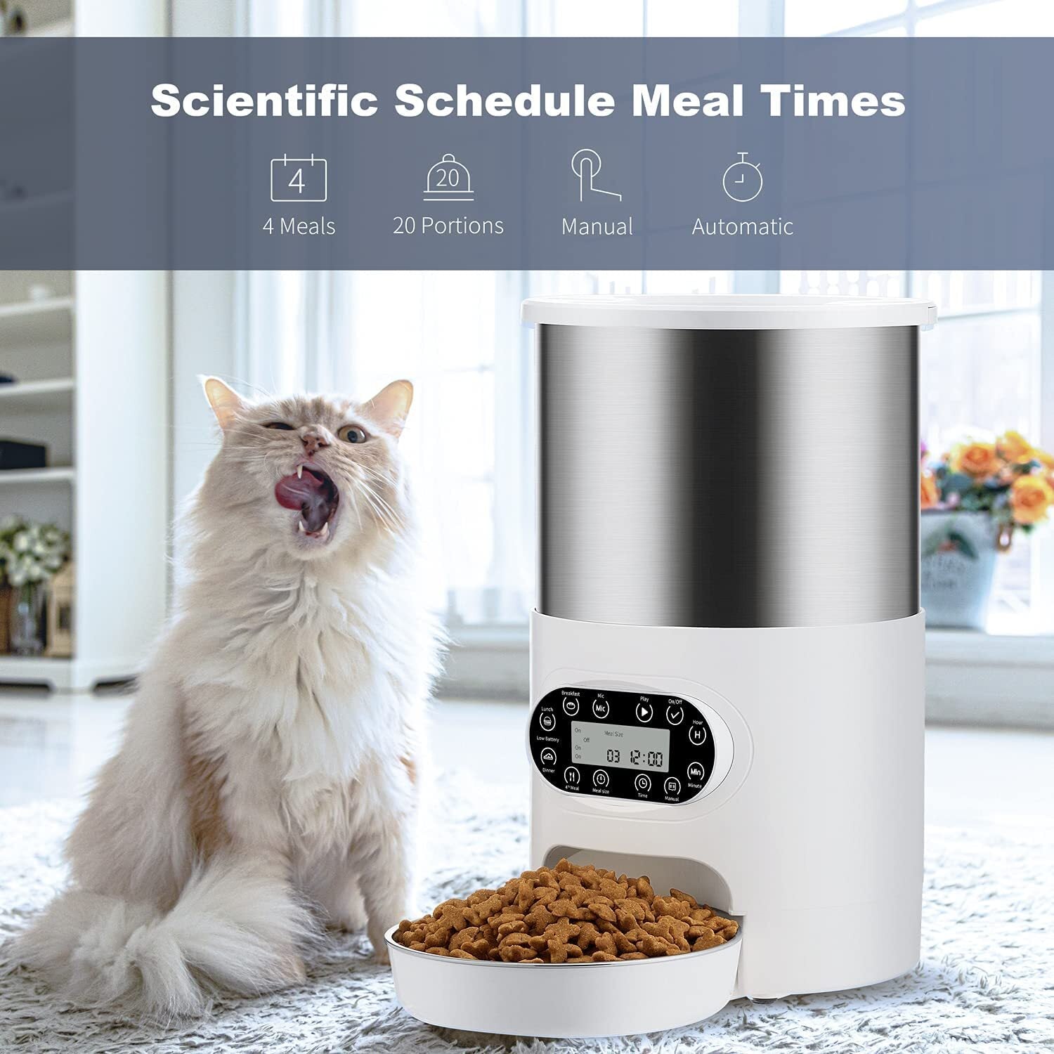 YES4PETS Electric Automatic Pet Dog Cat Rabbit Feeder Stainless Steel 3L Dispenser - Paws and PatsPet Care > Dog Supplies > Dog Bowls, Feeders & Waterers