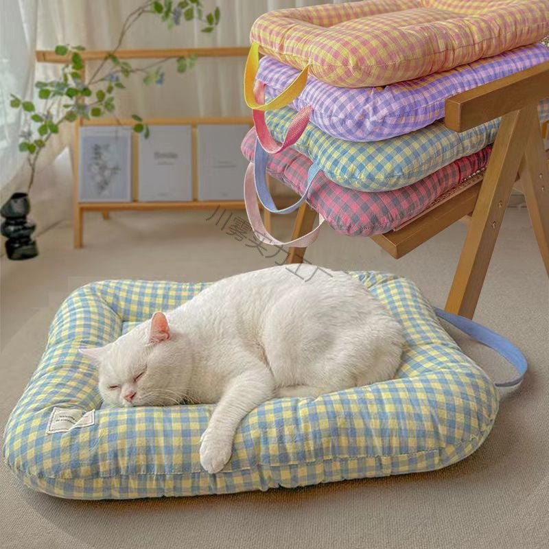 L Orange All-Season Pet Bed - Soft Washable Dog & Cat Mat with Comfortable Cushion - Warm Winter Padding for Small to Large Pets