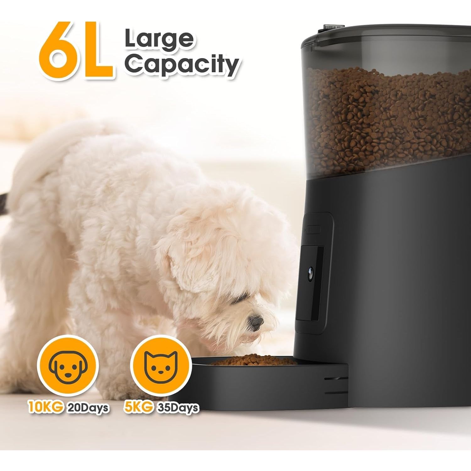 Pet Feeder,1080P HD Wifi 6L Automatic Cat Feeder 110°Angle Adjustable with Night Vision