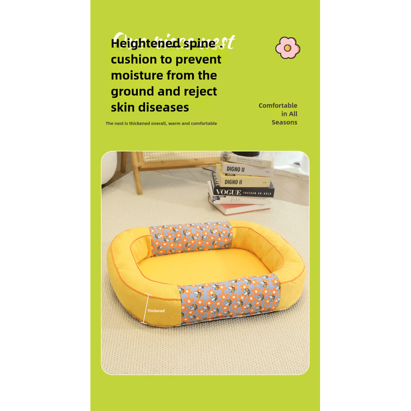 Size M Green Cozy Pet Bed for Small Dogs and Cats - Durable & Chew-Resistant Nest for All Seasons