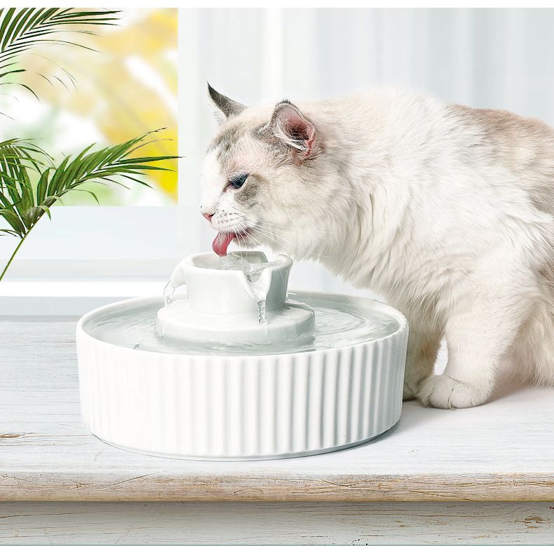 YES4PETS Porcelain Electric Pet Water Fountain Dog Cat Ceramic Water Feeder Bowl Dispenser